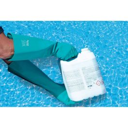 Juba Guante nitrilo satinado verde t-09, trabajos piscina, químicos, talla 9, extra largo 46 cm