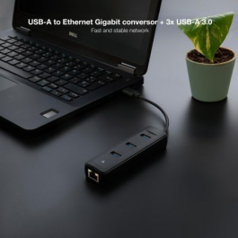 Nanocable 10.16.4604 Concentrador Hub USB 3.0 Plug & Play con 3 Puertos USB-A 3.0 (5Gbps) y Ethernet RJ45 Gigabit (1000Mbps) Negro Nanocable 10.16.4604 Concentrador Hub USB 3.0 Plug & Play con 3 Puertos USB-A 3.0 (5Gbps) y Ethernet RJ45 Gigabit (1000Mbps) Negro