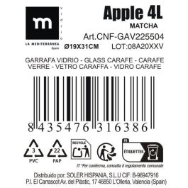 Apple Garrafa de Vidrio 4L "Apple" Matcha (4 Unidades)