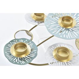DKD Home Decor Candelabro Oriental Dorado Verde Menta Metal Espejo 33 x 54 x 8 cm