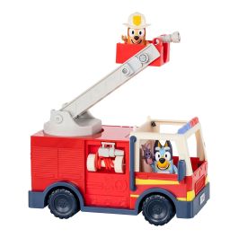 Moose 17610 Camión de Bomberos Bluey con Figuras Bluey, Bingo y Bob Bilby, escalera elevable y manguera, +3 años