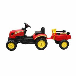 Ociotrends Tractor a pedales rojo para niños, ideal para exterior, recomendado a partir de 36 meses, de polipropileno resistente