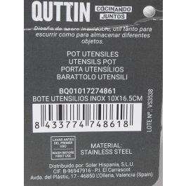 Bote de utensilios de acero inoxidable Quttin 10x16.5 cm (12 Unidades) Bote de utensilios de acero inoxidable Quttin 10x16.5 cm (12 Unidades)