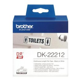 Brother DK-22212 Rollo de Película Continua Negro sobre Blanco para Etiquetas, 62mm x 15.24m