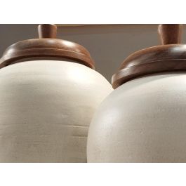 DKD Home Decor Tibor Urban de Terracota y Mango, Crudo Marrón, 25 x 53 x 25 cm, con Tapa