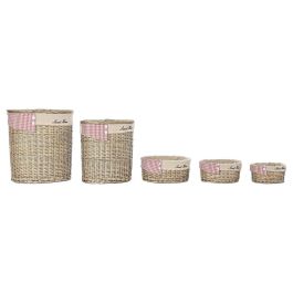 Cesta Ropa Cottage DKD Home Decor Natural Rojo 37 x 56 x 51 cm Set de 5