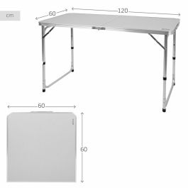Color Baby Mesa de Camping Plegable Tipo Maletín de Aluminio 120x60 cm con Altura Ajustable 60-70 cm