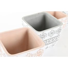 Macetero Tropical DKD Home Decor Gris Beige 14 x 13 x 14 cm Set de 2 (2 Unidades)