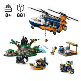 LEGO 60437 Helicóptero del Explorador de la Selva al Campamento Base, Juguete de Construcción para Niños y Niñas de 8 Años