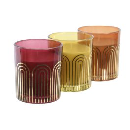 DKD Home Decor Vela Urban 270g, 55h Duración, Amarillo Burdeos, 9 x 10 x 9 cm (Pack 6 Unidades)