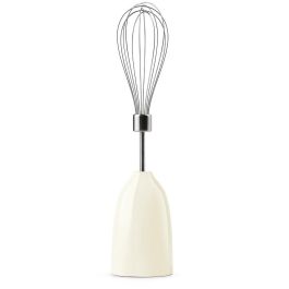 Smeg HBF03CREU Batidora de inmersión 700W con picadora y vaso, color crema, acero inoxidable