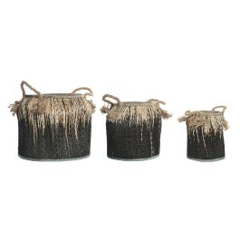 Cesta Colonial DKD Home Decor Negro Natural 44 x 48 x 44 cm Set de 3 Precio: 77.50000027. SKU: S3028954