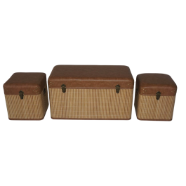 DKD Home Decor Baúl Oriental Marrón/Natural 80x40x44 cm Set de 3 Piezas de Bambú y PU Precio: 225.94999977. SKU: B1KH5RQQQC