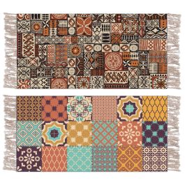 DKD Home Decor Alfombra Árabe Patchwork Algodón Poliéster Multicolor Beige 135x60x1 cm (4 Unidades) Precio: 34.50000037. SKU: B15Q4CF4V3