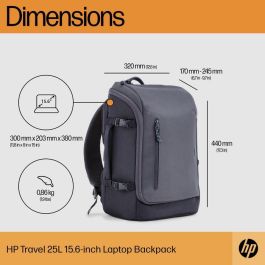 HP Travel 25 Litros Mochila para Portátil de 15.6 pulgadas Iron Grey - Resistente al Agua con Múltiples Bolsillos