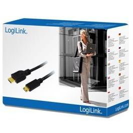 LogiLink CH0021 Cable HDMI Estándar a Mini HDMI con Ethernet, Macho/Macho, 1m, Negro, 8.16 Gbit/s