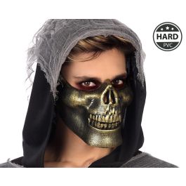 Máscara de PVC Mitad Calavera Dorado 14x18 cm para Disfraz de Muerte, Guerrero, Halloween o Teatro Precio: 0.99000022. SKU: B1BE5WGHTB