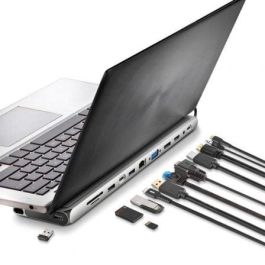 NGS WonderDock 12 Pro Base Docking USB-C Multipuerto 12 en 1 con 2xHDMI 4K, VGA, 3xUSB, RJ45, Lector SD/TF y PD 100W, Gris