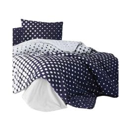 Juego de Cama 220x240 cm + 2 Fundas Almohada 60x60 cm, 100% Algodón Reforzado, Azul