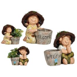 Maceta Welcome Niño Poliresina con Sombrero - Ibergarden 22.5x33.5x32.5 cm, Colores Surtidos (2 Unidades) Precio: 77.50000027. SKU: B17ST2RX2F