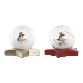 DKD Home Decor Figura Navidad Moderna de Resina con Luz LED, Forma de Bola, 11x18x15 cm (2 Unidades)
