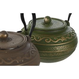 Tetera Oriental DKD Home Decor Marron Verde 16 x 11 x 19 cm (2 Unidades)