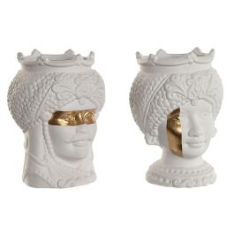 Macetero Mediterraneo DKD Home Decor Blanco Dorado 15 x 26.5 x 15 cm (2 Unidades) Precio: 54.68999987. SKU: B149TF9ETP
