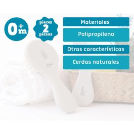 KioKids Set Peine y Cepillo Cerdas Naturales Gris para Bebé +0 Meses Colección Petits Moments