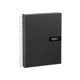 Liderpapel Cuaderno espiral A4 Crafty tapa forrada 80 hojas 90gr cuadro 4mm con margen color negro