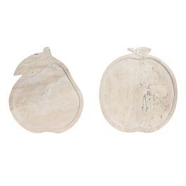 DKD Home Decor Centro Mesa Scandi de Mármol Beige con Diseño de Fruta 27x30x1.8cm (2 Unidades)