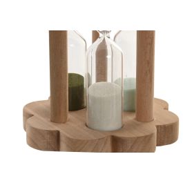 DKD Home Decor Reloj De Arena Shabby Verde Natural Madera Cristal 11 x 15 x 11 cm