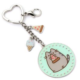 THE CARAT SHOP Llavero Pusheen Pizza con temática de comida, aleación de zinc, accesorio para llaves, regalo para fans