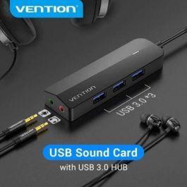 Vention CHIBB - Hub USB 3.0 y Tarjeta de Sonido Externa Estéreo 2 en 1 con 3 Puertos USB y MicroUSB PD Vention CHIBB - Hub USB 3.0 y Tarjeta de Sonido Externa Estéreo 2 en 1 con 3 Puertos USB y MicroUSB PD