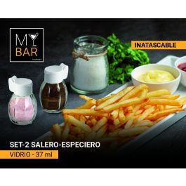 Inde Set de 2 Saleros de Vidrio con Tapa Inatascable, 37 ml (24 Unidades) Inde Set de 2 Saleros de Vidrio con Tapa Inatascable, 37 ml (24 Unidades)
