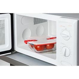 Pyrex PYR3426470284530 Set 3 Fiambreras Cook & Heat Vidrio Cuadradas con Tapa y Válvulas de Vapor para Microondas 1 L