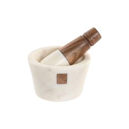 DKD Home Decor Mortero de Mármol y Madera de Acacia Blanco Natural, Apto Lavavajillas, Estilo Urban, 10x10x6.5 cm Precio: 8.68999978. SKU: B18TFPT9W9