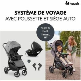 Hauck HAU1731474594460 - Set de viaje 2 en 1 Shop N Care: Cochecito, Silla de auto y Adaptadores, 4 ruedas, Gris