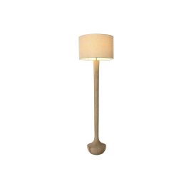 DKD Home Decor Lámpara de Pie Moderna con Pantalla de Algodón y Base de Madera de Mango, 50x172x50 cm, Bombilla E27 50W
