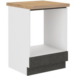 LASSEN Mueble bajo para Horno Empotrable con Encimera Laminada Gris Mate 60x51,6x85 cm, Encimera Profundidad 60 cm, Espesor 28 mm
