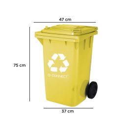 Papelera Contenedor Q-Connect Plastico Amarillo Para Plasticos Y Envases Metalicos 100 L Con Tapa Y Ruedas 750x470x370 mm