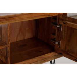 DKD Home Decor Mueble TV Ondulado Acacia Colonial Alpino Marrón Claro Negro 145 x 40 x 60 cm