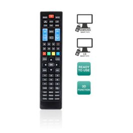 Ewent EW1575 Mando a distancia universal para TV LG y Samsung, compatible con Smart TV y 3D, listo para usar, Negro.