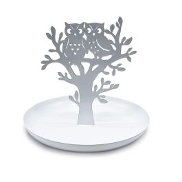 Joyero de Pie Versa Blanco Metal Hierro 15 x 13 x 15 cm Búhos