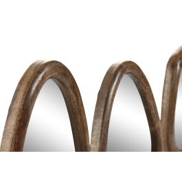 DKD Home Decor Espejo Redondeado Marron de Madera de Mango, Set de 3 unidades Estilo Urban Softedges, 25x22x2.5 cm