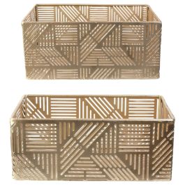 Home Deco Factory Juego De 2 Cestas Doradas Plástico