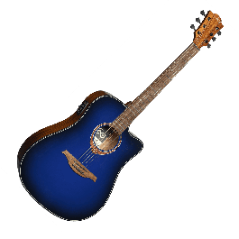 Lag Guitarra Acústica Dreadnought Electroacústica Cutaway Edición Limitada Blue Burst con Tapa de Cedro y Caoba