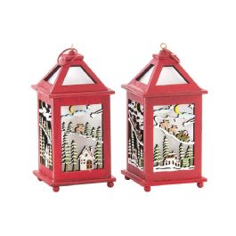 DKD Home Decor Farola Navideña Tradicional LED Madera Rojo y Blanco, Diseño Casa Árbol Reno, 18 cm - Pack de 2 con Pilas AAA Precio: 11.67408. SKU: B1J2GHJH9V