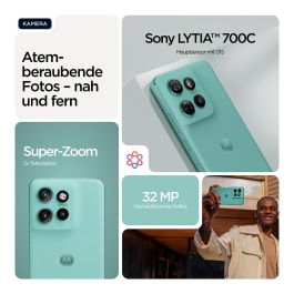 Motorola Edge 60 Neo - Smartphone 5G 256GB/12GB RAM, Pantalla P-OLED 6.36" 120Hz, Cámara Triple 50MP Sony LYTIA, Batería 5000 mAh, Android 15, Color Turquesa PANTONE Frostbite