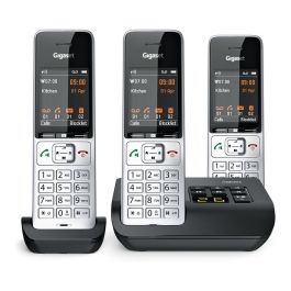 Gigaset COMFORT 500A trio Teléfono DECT/analógico con manos libres y contestador automático, Negro Plata