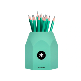 Antartik Cubilete Portalápices Hexagonal de Silicona 95x85x75 mm Celeste, Coral, Lavanda y Menta Pastel